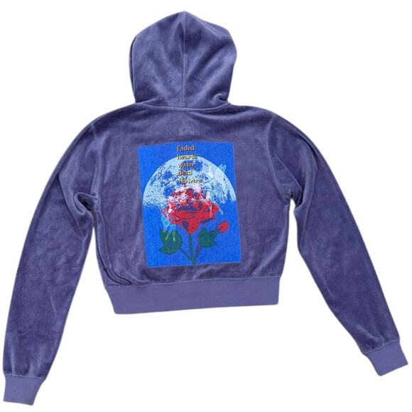 Boys Lie Let It Grow Velour Zip -up Hoodie In Purple - Picture 8 of 9